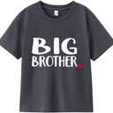 Big Brother Shirts for Toddler Boys 2-5 Years; Heart Graphic Tee; Soft Cotton Short Sleeve T-Shirt (Gray)