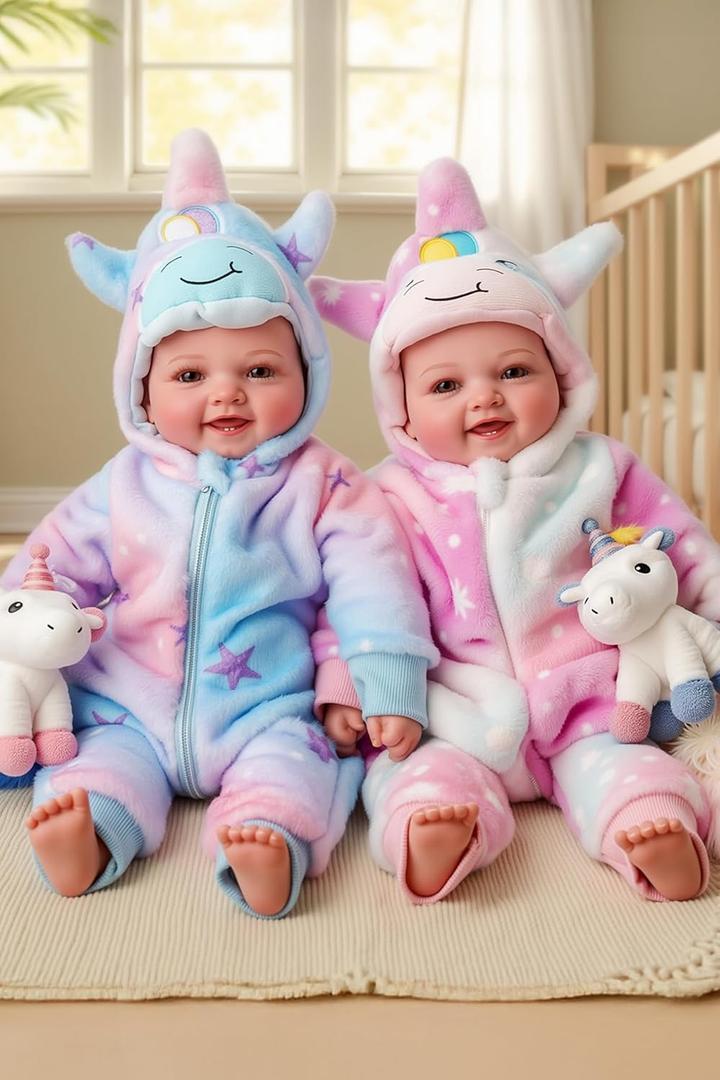BABESIDE Baby Dolls Twins - 17'' Cute Soft Body Realistic Newborn Twin Dolls Real Life Baby Girl and Boy with Accessories Kids Age 3+ Year Old Gifts, Pretend Play, Collection (Yellow & Blue)