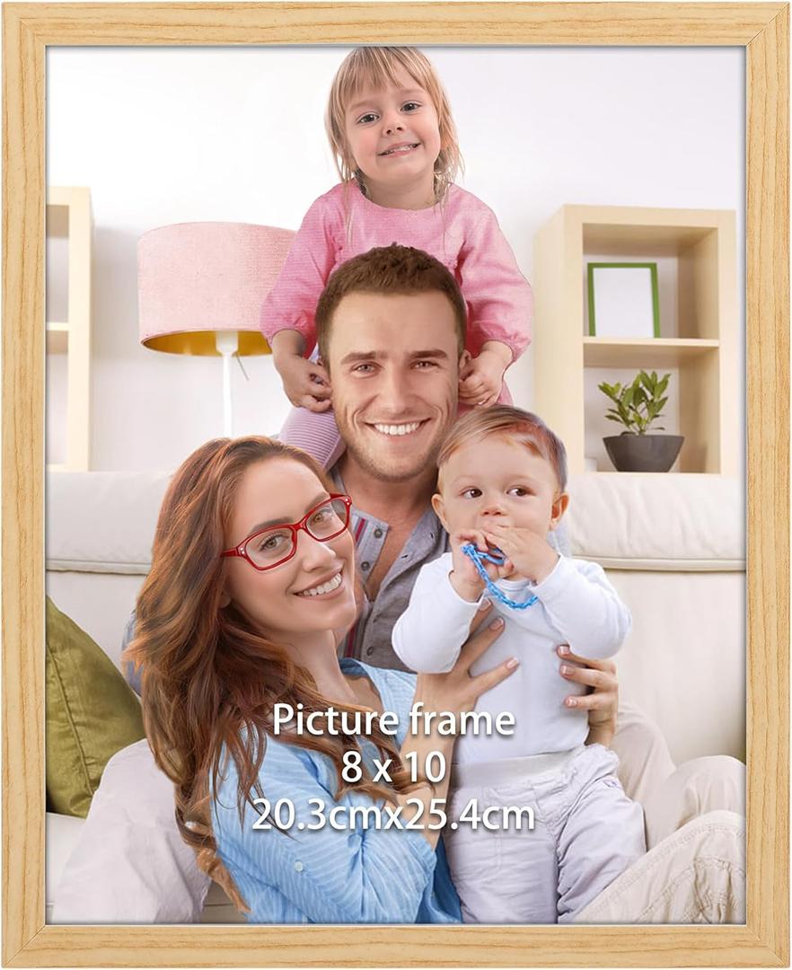 Giftgarden 8x10 Picture Frame Natural Woodgrain, 8 by 10 Thin Photo Frame for Wall Tabletop Display, Single