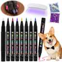 EBANKU Acrylic Paint Pens (water-based markers), 8 Colors Dog Nail Polish Pens Quick Dry Pet Nail Polish Set with Top Coat Nail Lamp Glitter for Pet Puppy Cat DIY Nails