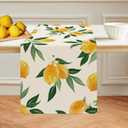 Bonhause Lemon Table Runner 13x72 Inch Summer Yellow Fruits Green Leaves Kitchen Dinning Table Decoration for Indoor Outdoor Home Party Decor