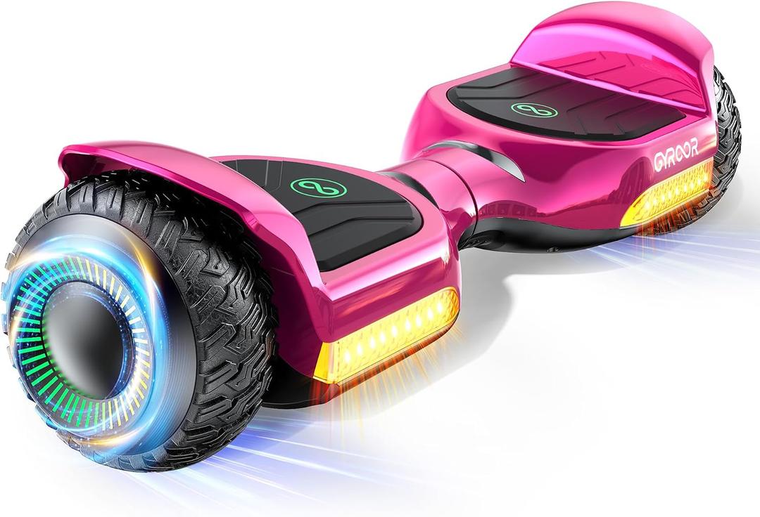 Gyroor Hoverboard G13 All-Terrain Off-Road Bluetooth LED Lights for Kids
UL 2272 Certified, 6.5" All-Terrain Tires, Dual 250W Motors hoverboard for Kids Ages 6-12 & Adults, Birthday & Holiday Gift