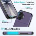 2 x SAMONPOW for iPhone 17 Phone Case with Card Holder iPhone 17 Wallet Case 6.3 inch Heavy Duty Protective Shockproof Dual Layer Hidden Card Slot Slim Cover for Women Men, Gray Purple