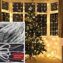 Solhice LED Curtain Lights Outdoor 40ft x10ft, 800 LED Plug in Hanging String Lights Indoor, Twinkle Lights Backdrop for Outside Backyard Patio Wedding Dcor, Warm White (Not Connectable)