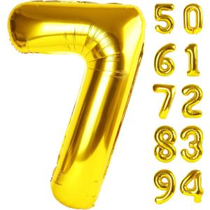 Gold 7 Balloon, Number Balloon 40 Inch, Gold Party Decorations, 7th Balloon Number, Gold Seven Birthday Decorations, Number 7 Balloon