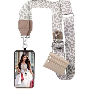 XANGNIER Clip and Go Strap for Phone with Wallet Crossbody, Phone Strap with Zippered Wallet, Adjustable Anti Theft Cellphone Lanyard for Women, Cellphone Chain Accessories