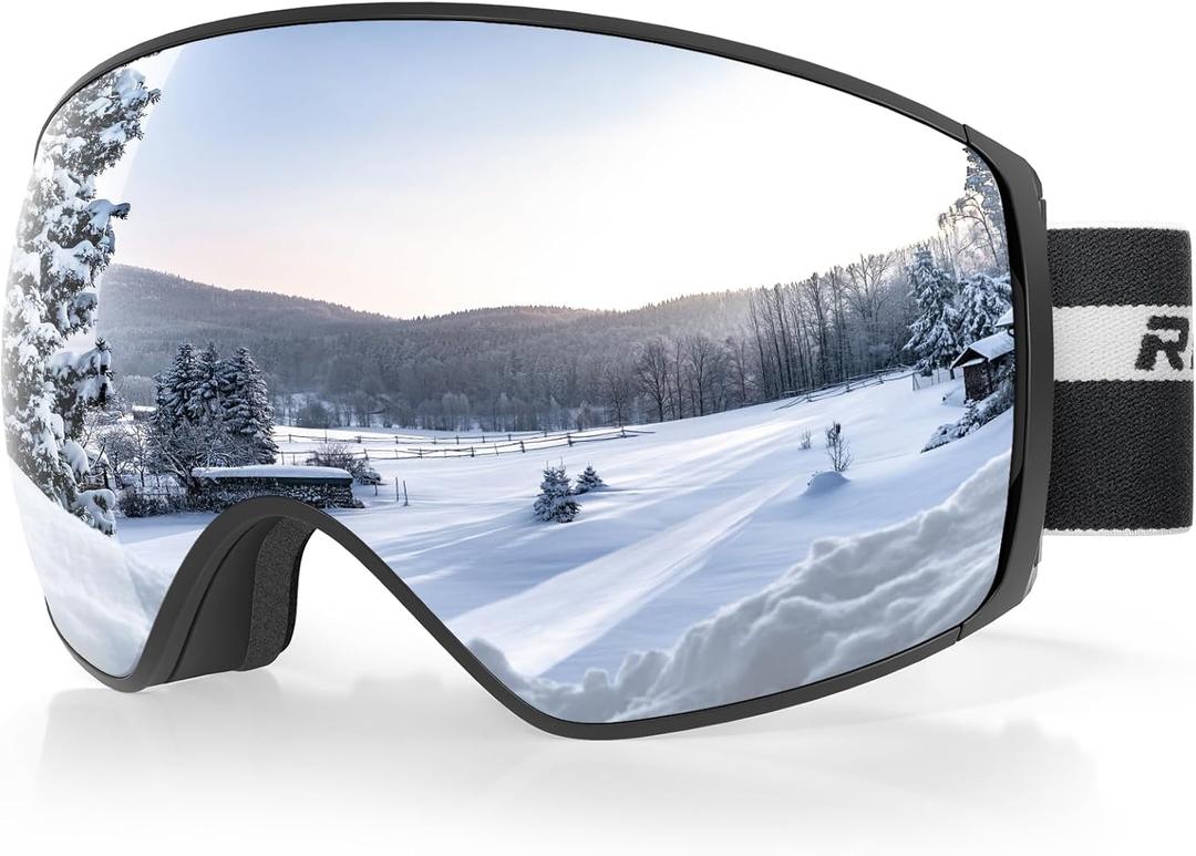 Pro Ski Goggles for Men Women, Magnetic With Detachable Anti-Fog Lens, 100% UV Protection, OTG
