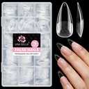 UNA GELLA Stiletto Gel Nail Tips Medium 15 Sizes 300PCS Pre-Etched Clear Acrylic Nail Tips Easy DIY Salon Stiletto Almond Press On Nails Snug Fit Full False Fake Tips Extensions Long-Lasting Hold