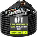 6FT 7 Pin Trailer Wiring Harness with Junction Box Heavy Duty 7 Way Trailer Plug, Waterproof 7 Wire Cable, Universal Trailer Wire Kit for RVs, Campers, Trailers by LifeSupplyUSA