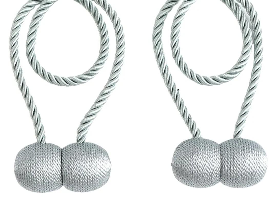 Curtain Tiebacks Pack of 2 Magnetic Curtain Buckles Polyester Curtain Fixers Suitable for Living Room and Bedroom Gray Blue