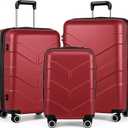 TILYMOL Luggage Sets 3 Piece with Spinner Wheel, Hardside Suitcase Set with TSA Lock, Expandable Lightweight Travel Luggage for Women, Burgundy (Red)