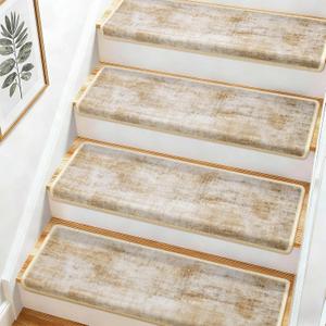 Bullnose Stair Treads for Wooden Steps,Non-Slip Carpet Stair Treads