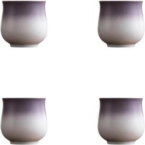 4-Oz Ceramic Espresso Cups Set - Multi-Color, Handle-Free Design for Home & Cafe | Dishwasher-Safe Stoneware Cups (Gradient Purple, 4)