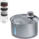 PawsPik PureFlow MAX Automatic Pet Water Dispenser, Stainless Steel Curve Dog & Cat Water Fountain, 3.2-Liter for Fresh, Long-Lasting Hydration (Silver)