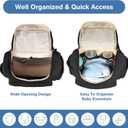 Geestock Diaper Bag Backpack, Multifunction Quilted Baby Diaper Bag with Changing Pad, Pacifier Case & Stroller Straps, Parents Essentials, Black