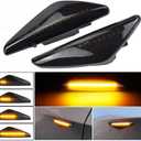Side Marker Light LED Dynamic Amber Sequential Turn Signal for BMW X3 F25 X5 E70 X6 E71 E72 2011-2017 (Black)