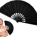 2 x Boots on The Ground Fan,13inch Large Rave Fan PoppingFan Clacking Fans for Line Dancing,Line Dance Popping Fans,HandFans for Women Foldable,Portable for Outdoor,Wedding,Party,Decoration(Black)