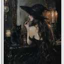 FWLBUGRA Witch lipstick print gothic bathroom wall art black cat dresser poster moody witch decor dark feminine canvas12x18in-Frameless