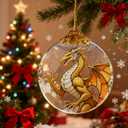 2 x Dragons Christmas Ornaments, Fourth Wing Merch, Wing Dragon Gifts Bookish Decor, 2.75" Glass Fantasy Dragon Ornament for Christmas Tree, Bookshelf & Fantasy Room Decor