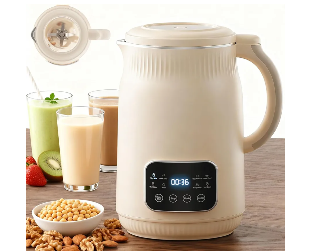 50oz Nut Milk Maker Machine(Stainless Steel) Blender, 8-in-1 Automatic Soy Milk Maker for Vegan, Homemade Almond/Coconut/Oat Plant-Based Milk with 18H Delay Start,4H Keep Warm, Self-Clean& Boil Water