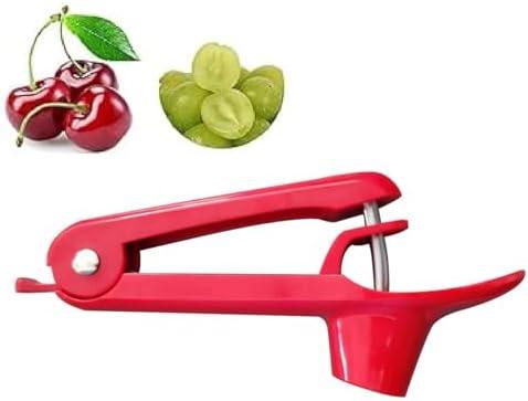 QUANANTANG Multi Cherry Pitting Tool, Cherry Piter, Cherry Bone Remover with Stainless Steel Rod, Olive Depiter, (Red)