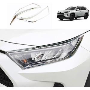 Car Accessories Compatible with Toyota RAV4 2025 2024 2023 2022 2021 2020 2019 Front Headlight Eyelid Eyebrow Frame Cover Trim ABS 2PCS(Glossy Chrome Style)