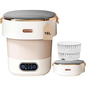 Portable Washing Machine, Mini Washer 16L Upgraded With Spin Basket, Small Clothes Folding Washing Machine Of Underwear, Baby And Small Clothes, Suitable For Home Apartments Dormitories, Hotels Khaki
