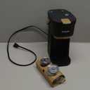 Single Serve One Cup Coffee Maker, for K Cups and Grounds, Mini Coffee Maker with Portable Handle, 6 to 12 Oz Brew Size, for Travel, Camping, Office, RV and Dorm, 120V, Black and Gold