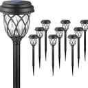 EXCMARK 10 Pack Solar Lights Outdoor Garden Pathway Solar Powered Yard Lights for Walkway Sidewalk Driveway. (Warm White)