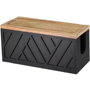 Paper Towel Holder Wall Mount U-Shaped Window Countertop Paper Towel Dispenser with Detachable Wood Lid for Bathroom, Kitchen, Home, 11.8x4.7x5.1 inch, Black