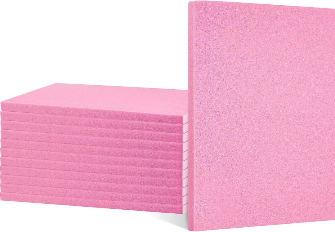 Frienda 12 Pcs Foam Board Bulk XPS Foam Sheet Panel for DIY Crafts Sculpture Modeling Floral Arrangements School Home Office Art(15" X 12" X 1/2",Pink)