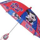Disney Kids Umbrella, Lightning or Mickey Mouse Toddler and Little Boy Rain Wear for Ages 3-6 (Red/Blue)