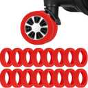 16 Pack Luggage Wheel Protection Cover, Wear Resistant Anti Noise Silicone Protector Cover for 2-3" Spinner Wheel for Suitcase Chairs Caster Travel, Red