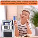 Fishboy ATM Piggy Bank for Kids with Power-Off Memory and Debit Card for Real Money, Onekey Shutdown, Coin Recognition, Target Setting, Bill Feeder, Balance Calculator, Savings Machine Box (Silver/Black)