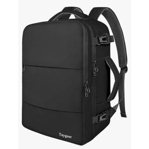 Taygeer Travel Laptop Backpack for Men Women, Airplane Approved Travel Backpack Suitcase with Usb Charging Port, Lightweight College 35l Luggage Bag 15.6inch Laptop Mochila Gifts for Business,Black
