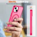 SUPFINE Magnetic for iPhone 14 Case & iPhone 13 Case (Compatible with MagSafe) (Military Grade Drop Protection) Slim Translucent Matte Shockproof Phone Cover,Hot Pink
