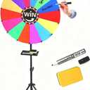24 Inch Spinning Prize Wheel, Adjustable Game Wheel Spinner with Stand, Spin Wheel 14 Color Slots Fortune Spinner with Dry Erase Marker & Eraser for Carnival, Trade Show, Party Games