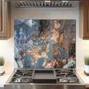 DAIFURONGE Tempered Glass Backsplash for Kitchen,Easy to Clean, One Piece Glass Behind Stove Splashback Panel, Home Kitchen Wall Decor (blue, 30"x24"(76.2x60.96cm))