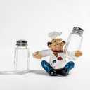 Chef Resin Salt & Pepper Shakers - Glass Spice Jars with Adorable Chef Figurine - Adorable Kitchen Dcor