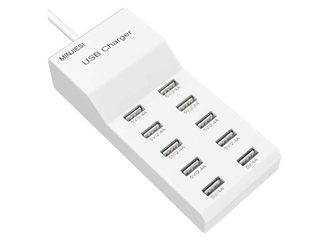 USB Charging Stations 50w10A 10 Ports Multiple Charging Block/Power USB Strip for iPhone Android Smartphone Tablet Smart Watch AirPods Samsung and Multiple Charger Plug…