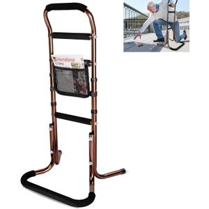 Chair Stand Assist for Elderly with Sturdy Base, Adjustable Height Bed Rails for Seniors Sit to Stand, Portable Mobility & Daily Living Aids with Storage Pocket, Supports Up to 300LBS