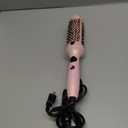 Thermal Hair Brush for Blowout Look, 1.5 Inch Heated Round Brush for Natural Curl,Ionic Curling Iron Wand with Dual Voltage, Volumizing Smoothing Hot Round Brushes, Light Pink