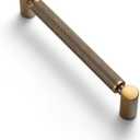 Goo-Ki 6 Pack 5 Inch Center to Center Antique Brass Cabinet Pulls Knurled Grip & Circular End Caps for Vintage Furniture