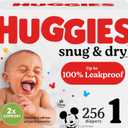 Huggies Size 1 Diapers, Snug & Dry Newborn Diapers, Size 1 (8-14 lbs), 256 Count (4 Packs of 64)