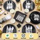 Yungyan 252 Pcs Senior 2026 Graduation Party Tableware Set Black and White Class of 2026 Grad Paper Plates Napkins Cups Forks Knives Cutlery for Graduate Party Decorations Supplies,Serve 36