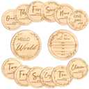 Baby Monthly Milestone,Beautiful Baby Milestone Signs-7 Double Sided Marker Wooden Circles Discs Newborn Photography Prop, Pregnancy Journey Birth Announcement Sign Baby Boy and Girl Gift Sets
