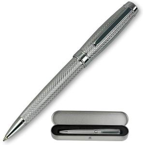 YUNCHUN Executive Pens for Men, Heavy Ballpoint Pens Set for Men Gift, Retractable Ball Point Pens for Work, Smooth Writing Black Ink with Lozenge Pattern, Silver