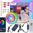 COB Strips Light 16.4FT/5m IC+RGB Smart Lights Magic Color 24V DC with RF Remote Software Control,24V 60W with Adapter for Home & Office DIY Lighting, Lighting Decor Party Holiday
