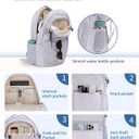 ECOHUB Travel Backpack for Women, 17.3 inch Suspended Laptop Backpack, Fashion Water-Resistant College Computer Bookbag, 28L Personal Item Bag with 12 Pockets for Causal, Work, Grey