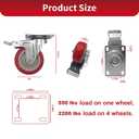 8 Pcs 4 Inch Heavy Duty Casters, (4 casters Load Capacity 2200 lbs) Lockable Swivel Bearing Caster with Brakes for Workbenches, Shelves, Carts, Etc.